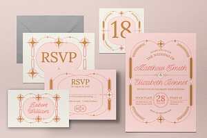 Pink Modern Wedding Invitation Set