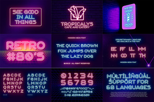 Modern Neon Font Bundle