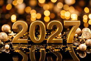 Gold 2027 New Year with Christmas