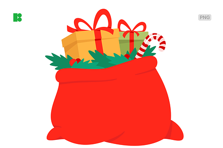 Bag of Christmas presents, a Seasonal Illustration by Icons8
