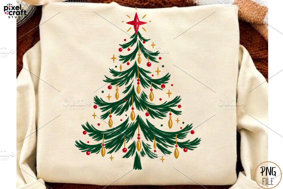 Hand Drawn Christmas Tree PNG Bundle, a Branding & Logo Template by Ink Gallery (Photo 8 of 8)