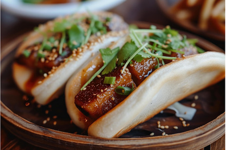 Aromatic Bao bun pork. Generate Ai, a Food & Drink Photo by Ylivdesign