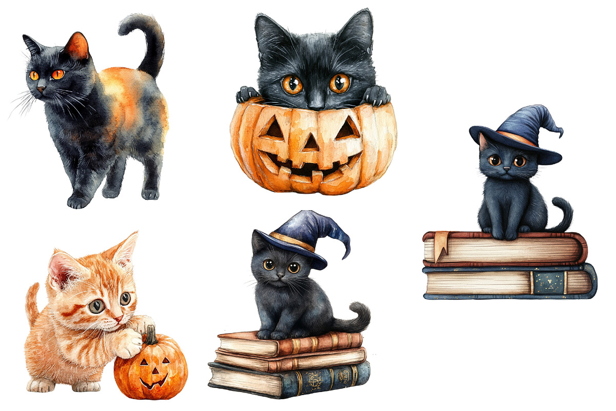 Halloween Cat Clipart, an Illustration by Designworld (Photo 4 of 6)