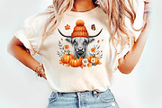 Cute Highland Cow Fall png, an Illustration by Watercolor design (Thumbnail 2 of 3)