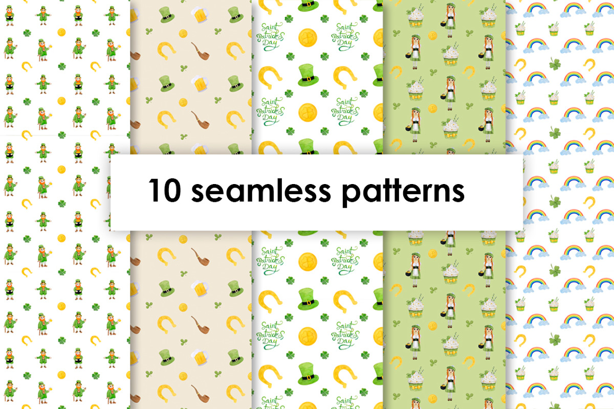 Watercolor St. Patricks day set, an Illustration by LikaYu (Photo 4 of 9)