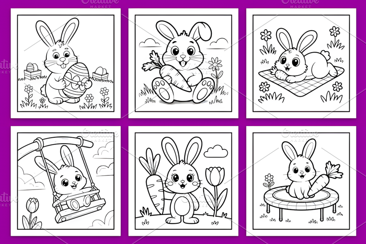 Happy Easter Coloring Pages, a Seasonal Illustration by Design Station (Photo 2 of 4)
