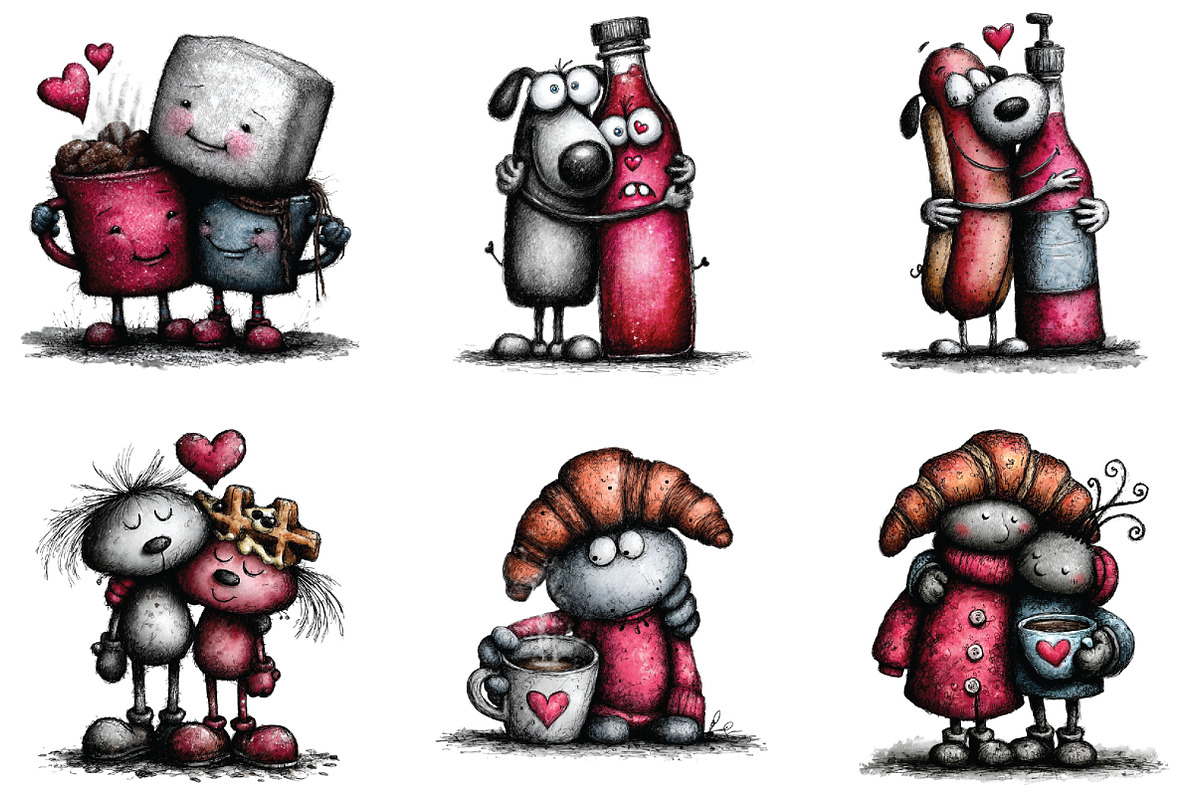 Whimsical Valentine Food Pairs Clipa, an Illustration by CraftArtStudio (Photo 3 of 6)