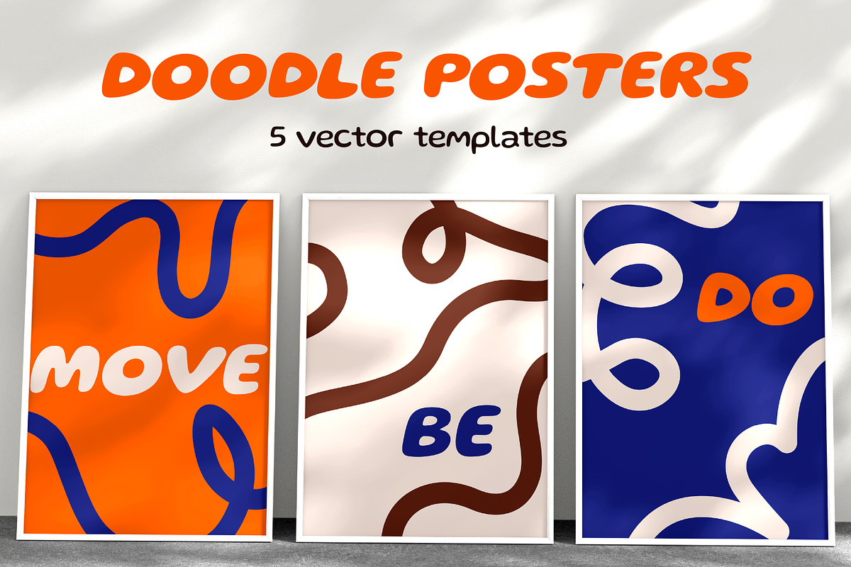 Trendy abstract, doodle posters set, a Decorative Illustration by Good Studio (Photo 1 of 6)