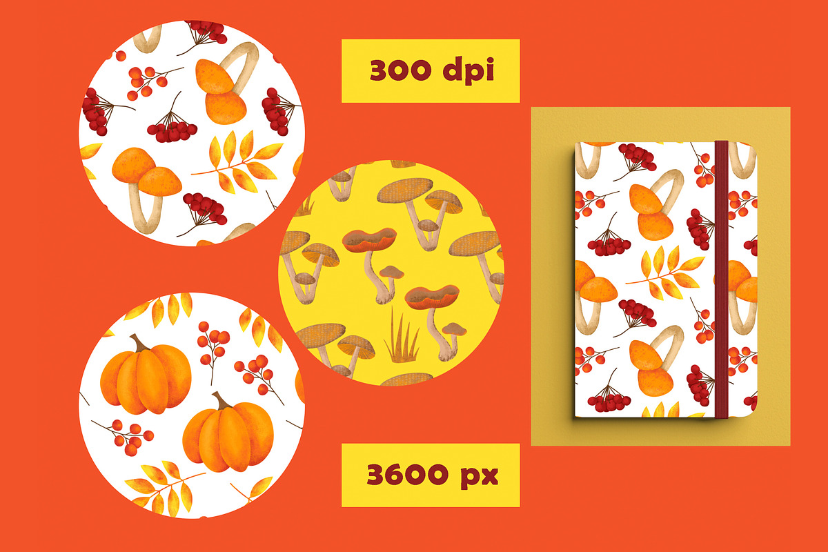 Fall Mushrooms Clipart and Patterns, a Pattern Graphic by Lagmar Design (Photo 5 of 14)