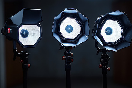 Studio lighting setup featuring thre, a Photo by Tanuart