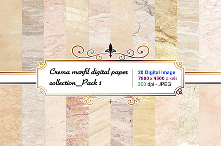 Beige Marble Digital Paper, a Texture Graphic by JustArtDigital