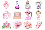 Watercolor Medical Clipart, a Seasonal Illustration by CitraGraphics (Thumbnail 3 of 4)