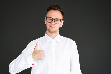 Like gesture approval sign satisfied man thumb up, a Person Photo by Photo Drive Studio