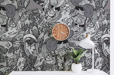 Psychedelic Monster Doodle, a Wallpaper Graphic by AAN Seamless Shop