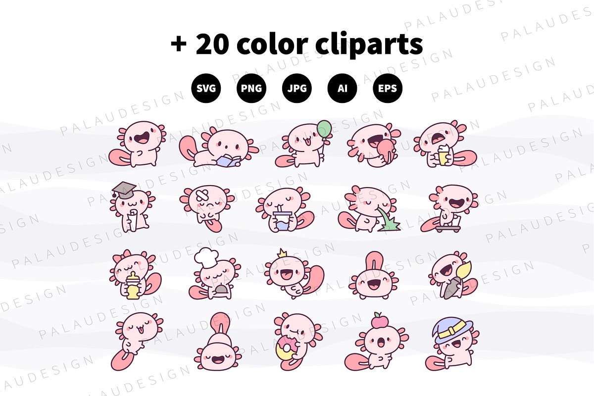 Axolotl Pet Animal Clipart Set, an Animal Illustration by Palau (Photo 8 of 10)