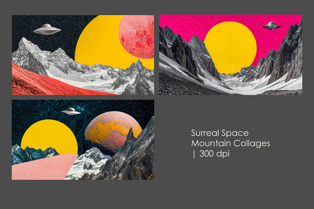 Surreal Space Mountain Collages, a Transportation Illustration by StockVerse Creative (Photo 1 of 4)