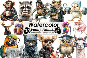 Funny Animal Clipart Bundle, an Illustration by Black Bird Studio