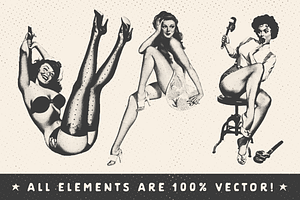 Retro Halftone Pinup Girl Pack