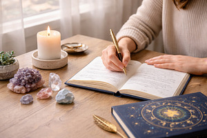 Astrology zodiac journal writing wit, a Photo by Dvoevnore photos