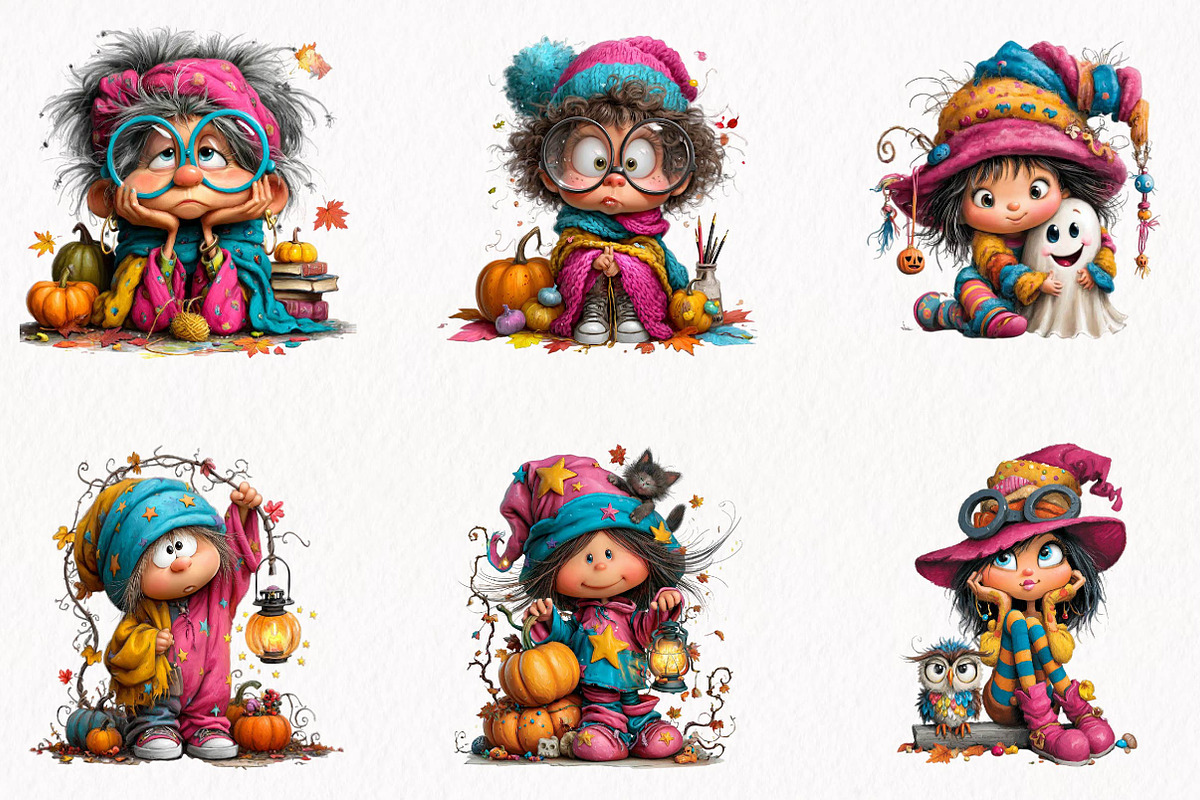 Whimsical Ugly Witch Clipart Bundle, a Person Illustration by fashionaddict (Photo 2 of 7)