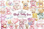 Watercolor Pink Cute Blush Teddy Bea, an Illustration by CreationArt (Thumbnail 1 of 9)