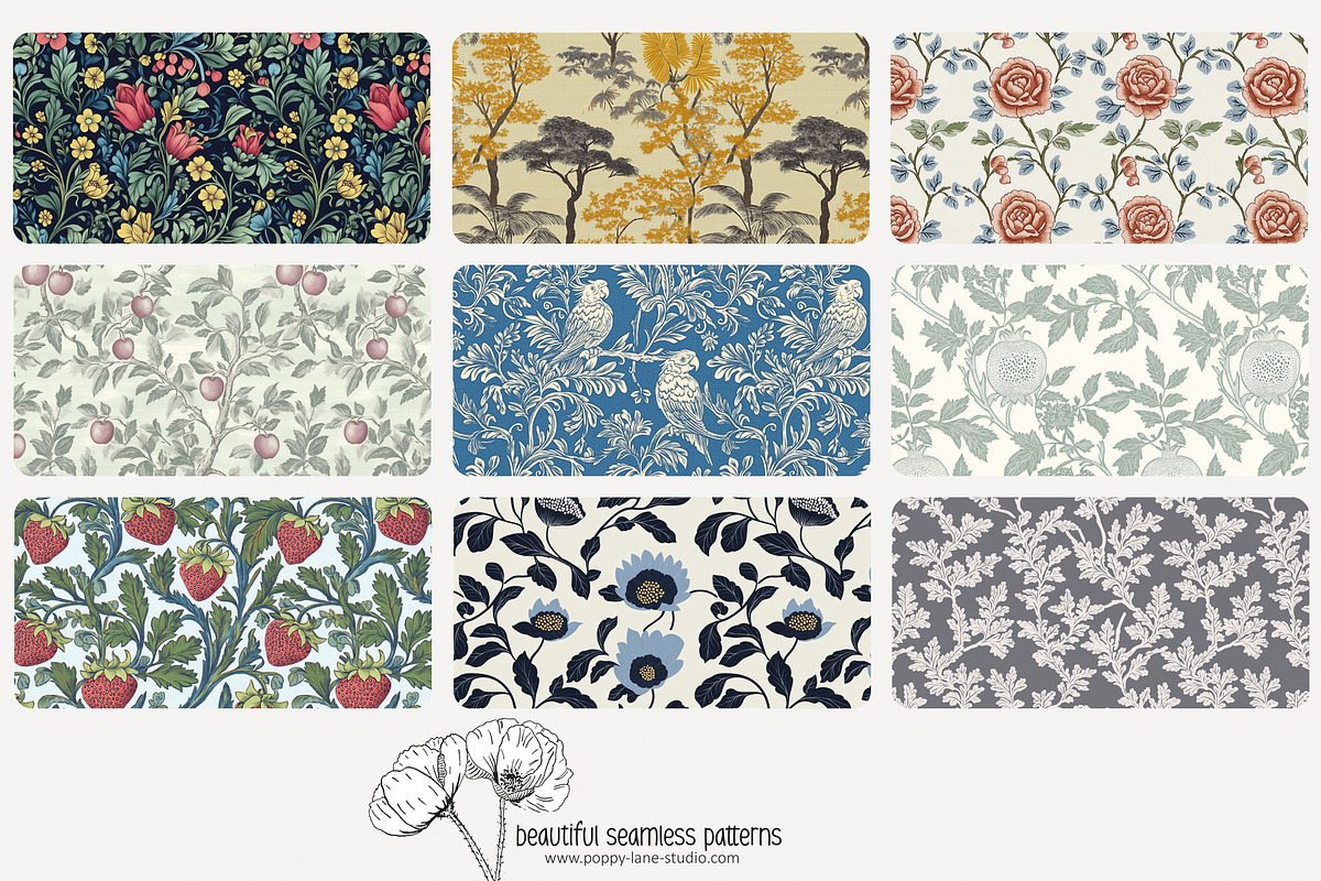 70 vintage nature seamless pattern, a Pattern Graphic by Poppy Lane Studio (Photo 7 of 10)