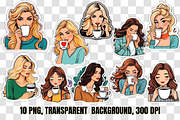 Girl Sipping CoffeeSticker Clipart, a Person Illustration by Stickera Hub (Thumbnail 2 of 8)