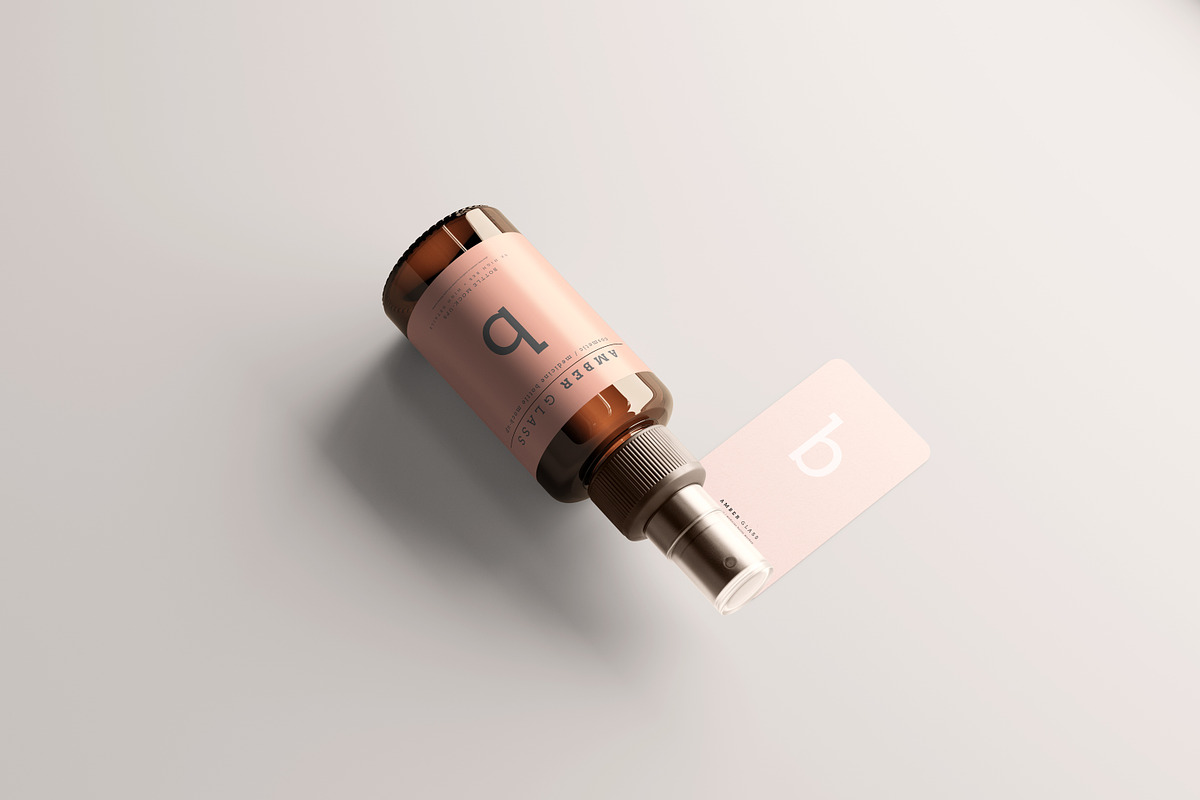 Amber Glass Spray Bottles Mockups, a Cups & Container Mockup by pmvch (Photo 7 of 20)