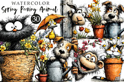 Spring Peeking Animal Clipart, an Illustration by OK Design (Thumbnail 1 of 6)