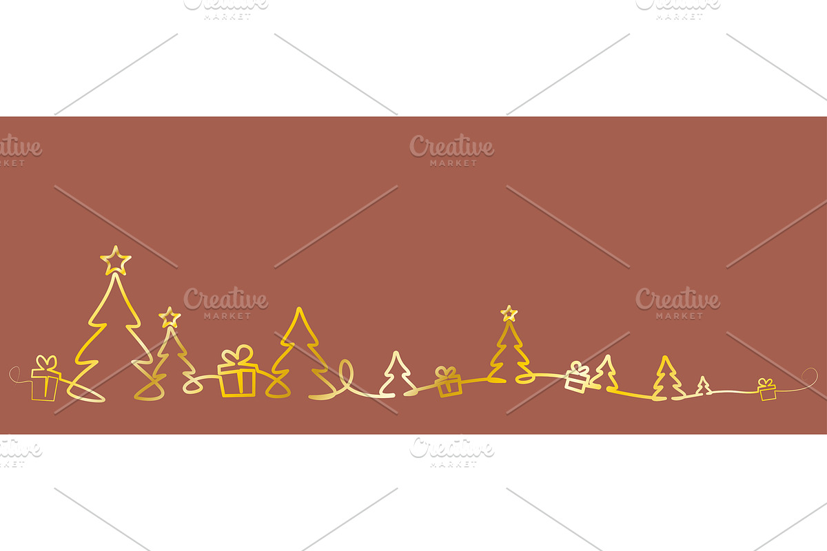 Christmas Landscape. Line Art vector, an Object Graphic by Valenty (Photo 5 of 5)