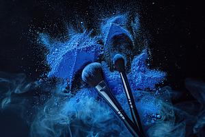 Makeup brush with powder explosion, a Beauty & Fashion Photo by AlyaAnd