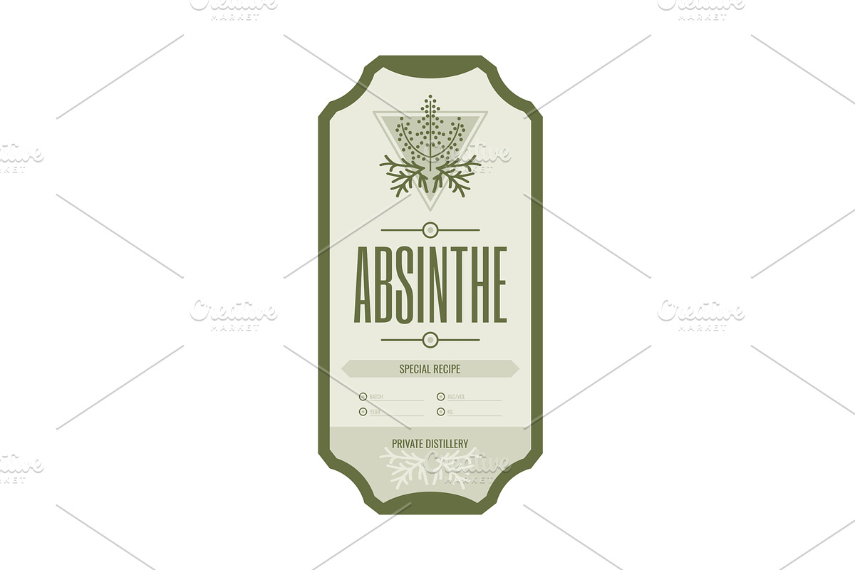 Absinthe vintage bottle label, a Food Illustration by Things for designers