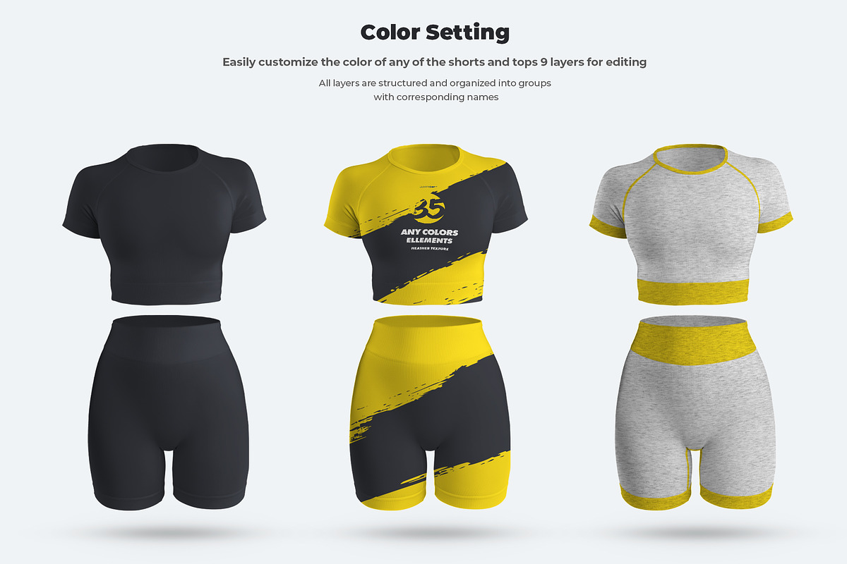 3D Mockup Top & Shorts Sportswears, a Shirt Mockup by Grow Design Craft Studio (Photo 2 of 9)