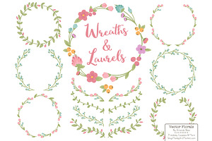 Garden Party Vector Flower Wreaths, a Seasonal Illustration by Amanda Ilkov
