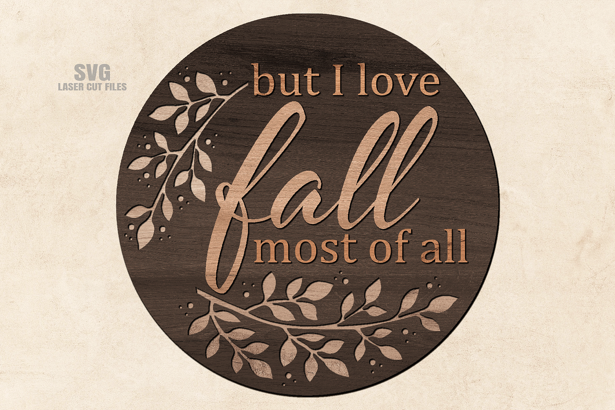 Round Fall Sign SVG Laser Cut Files, a Graphic by Cloud9DesignSVG (Photo 3 of 5)