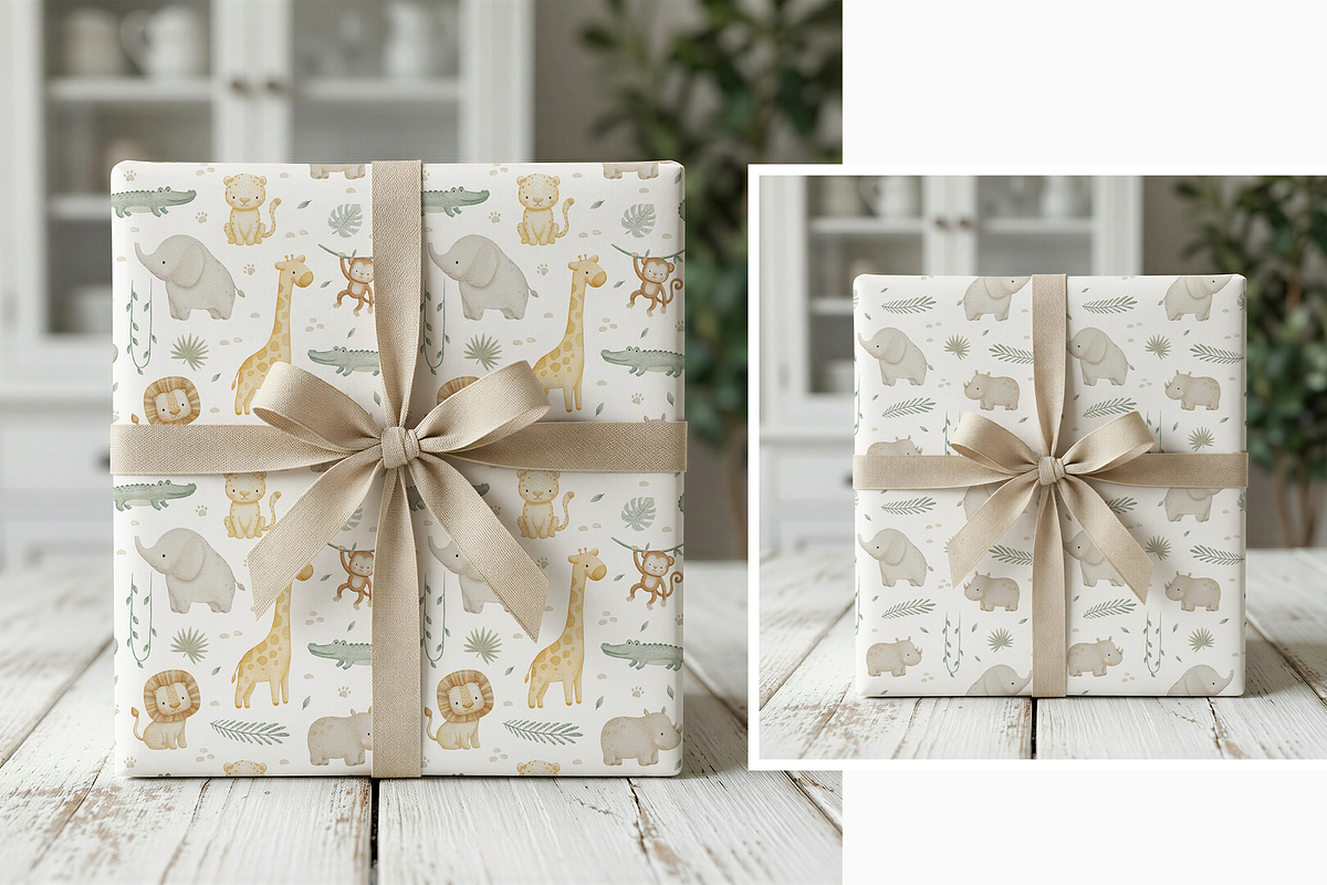 Jungle Safari Animals Watercolor Set, a Pattern Graphic by tetiartline (Photo 4 of 10)