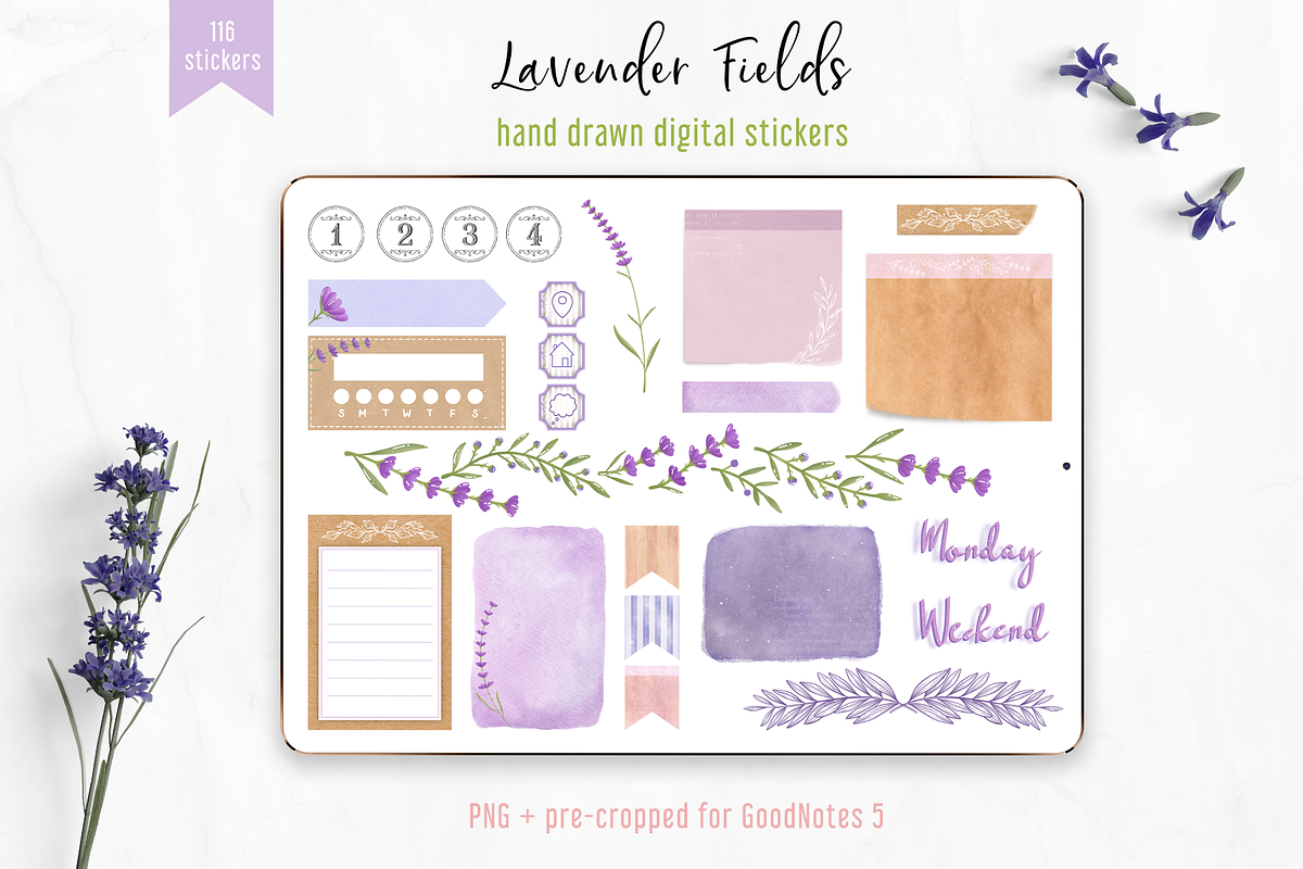 Digital Stickers Lavender Fields, an Illustration by Oh Mia Studio (Photo 1 of 4)