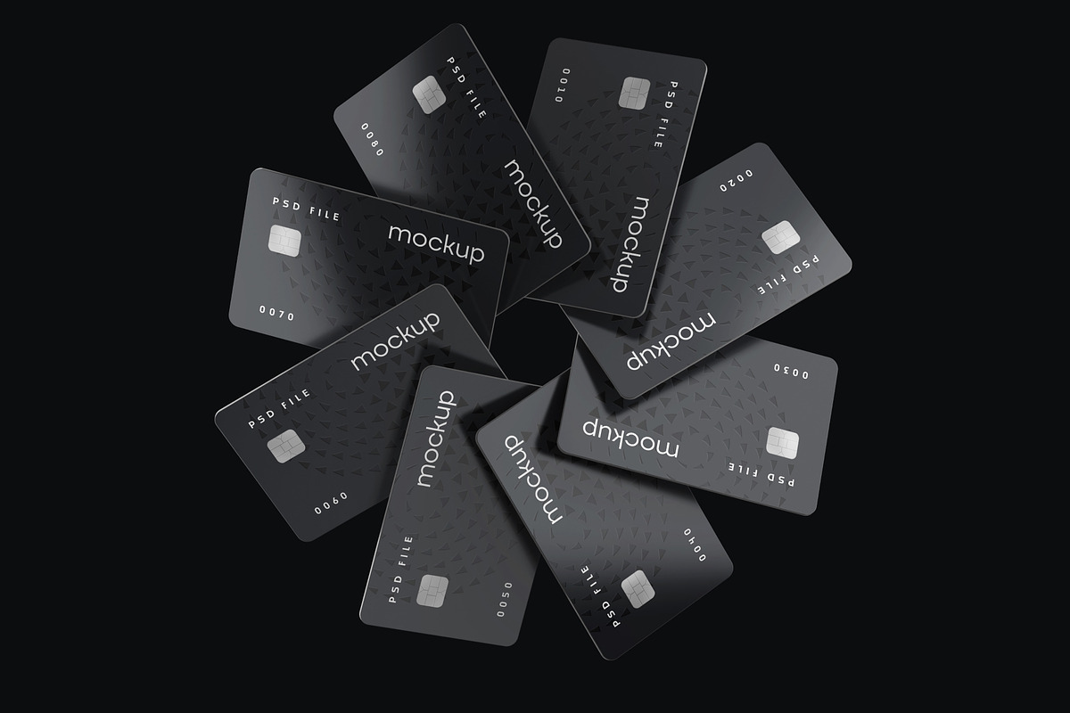 Flying Bank Cards Mockup Set, an Advertising Mockup by mockupatelier (Photo 8 of 9)