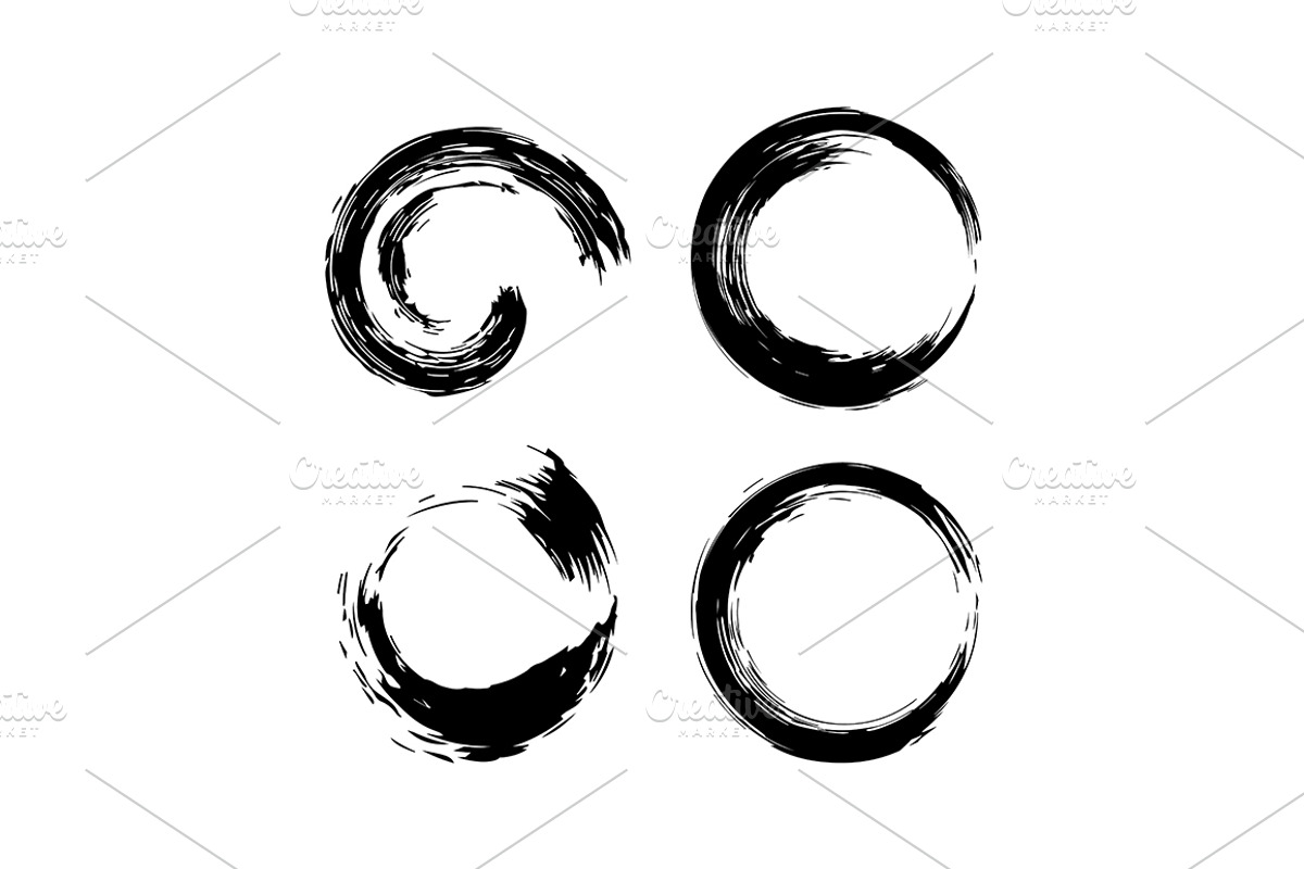 Circles Shape Brush Strokes Set., a Texture Graphic by Bigmouse_art (Photo 3 of 3)