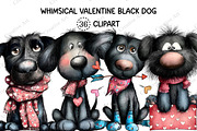 Whimsical Valentine Black Dog Clipar, an Illustration by Creative Art (Thumbnail 1 of 10)