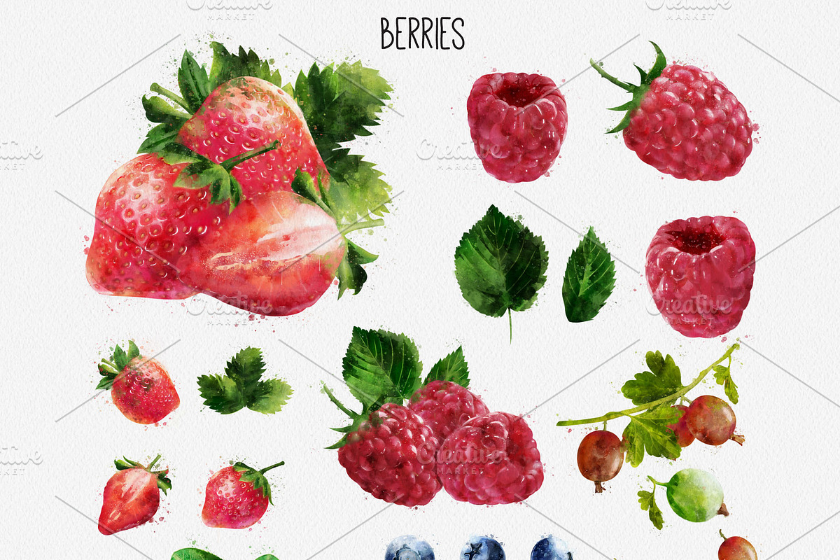 Watercolor Fruits And Vegetables, an Object Graphic by ConceptCafe (Photo 6 of 7)