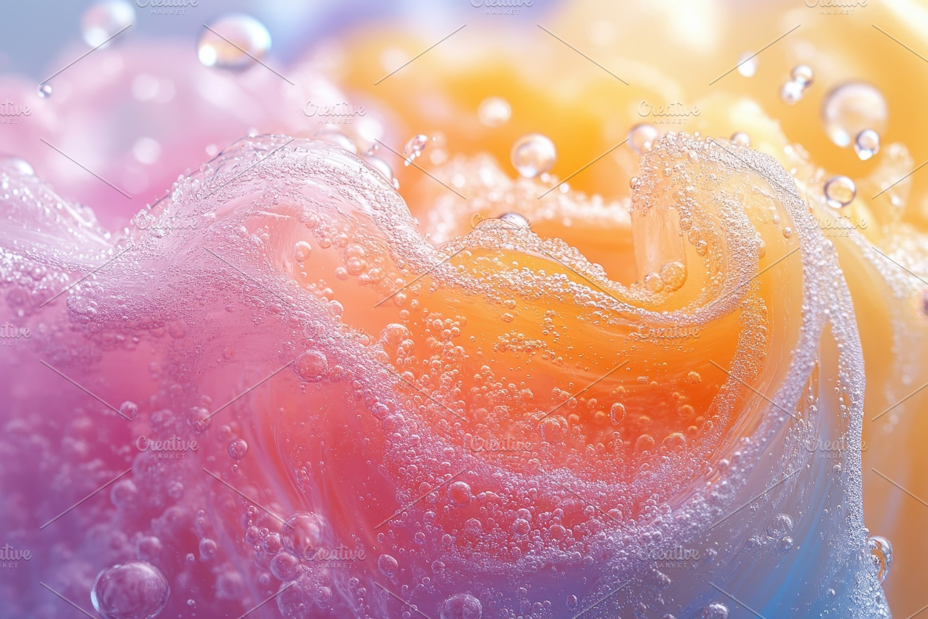 Colorful bubbles create an artistic, a Photo by Tanuart