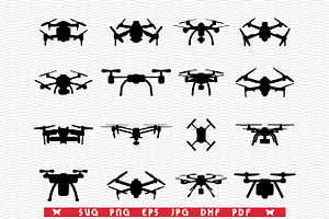 SVG Drones, Isolaited Silhouettes, an Object Graphic by DesignStudioRM