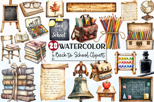 Vintage Back to School Clipart, an Illustration by Rose Art