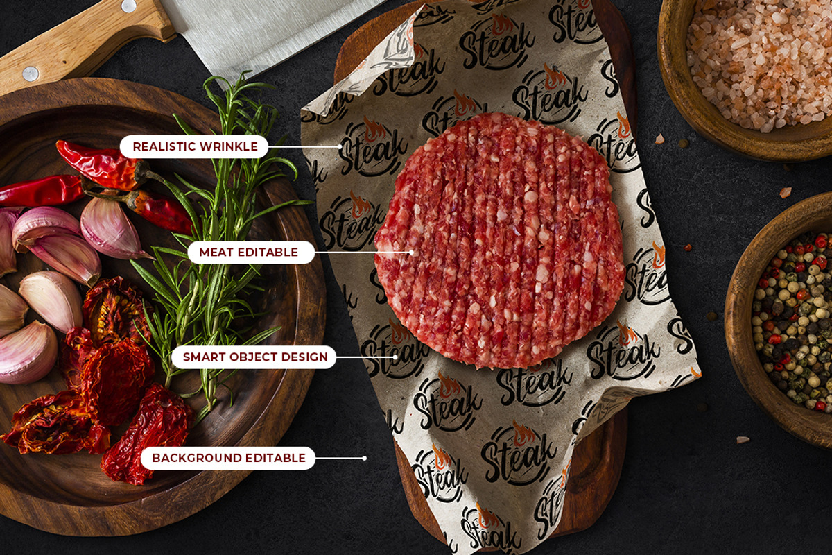 Meat Wrapping Paper Mockup, a Product Mockup by Graphicboom (Photo 5 of 6)