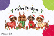 Merry Christmas Dachshund Dog PNG, an Illustration by designcity5 (Thumbnail 1 of 8)