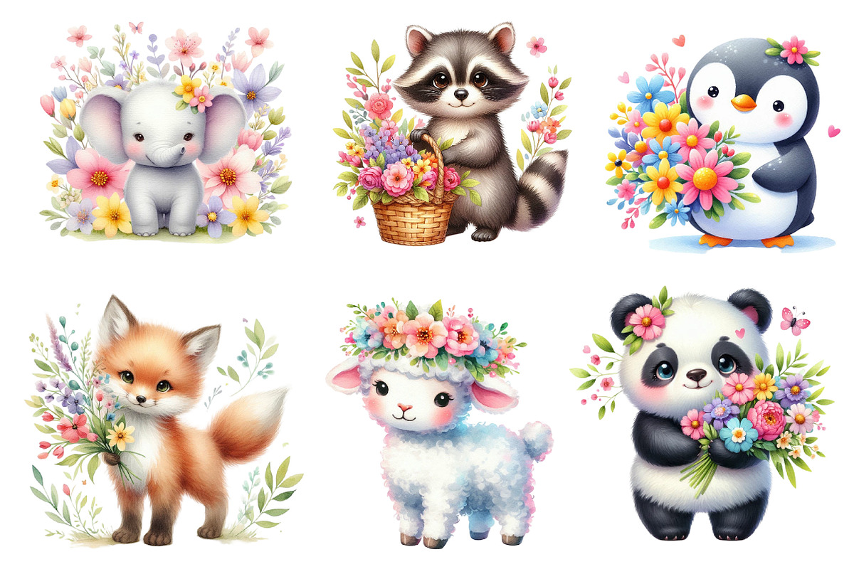 Watercolor Spring Animals Clipart, an Illustration by Dream Creation (Photo 5 of 7)
