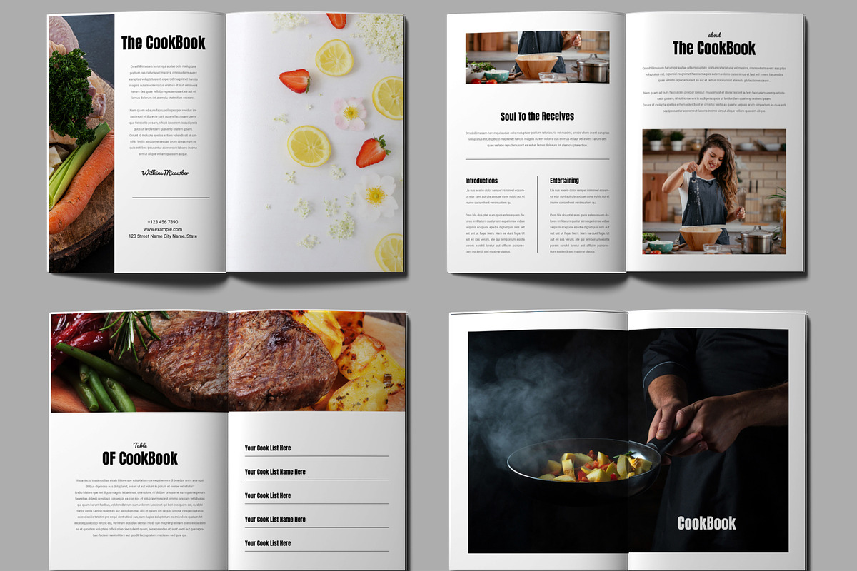 Food Recipe Cookbook Magazine Design