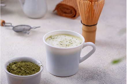 Green healthy matcha latte drink, a Food & Drink Photo by Yulia Furman