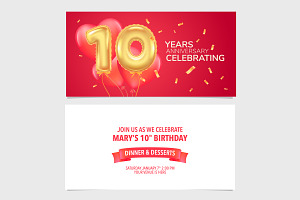 10th Anniversary Invitation Vector